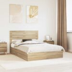 vidaXL Úložná posteľ Sonoma dub 140 x 190 cm Kompozitné drevo