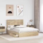 vidaXL Úložná posteľ Sonoma dub 140 x 190 cm Kompozitné drevo – Obrázok 3