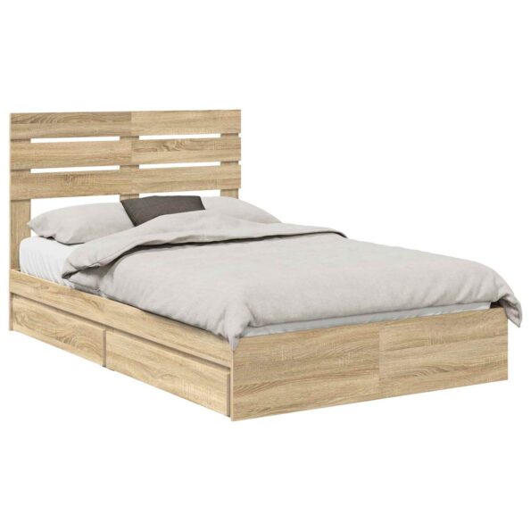 vidaXL Úložná posteľ Sonoma dub 135 x 190 cm Kompozitné drevo – Obrázok 2