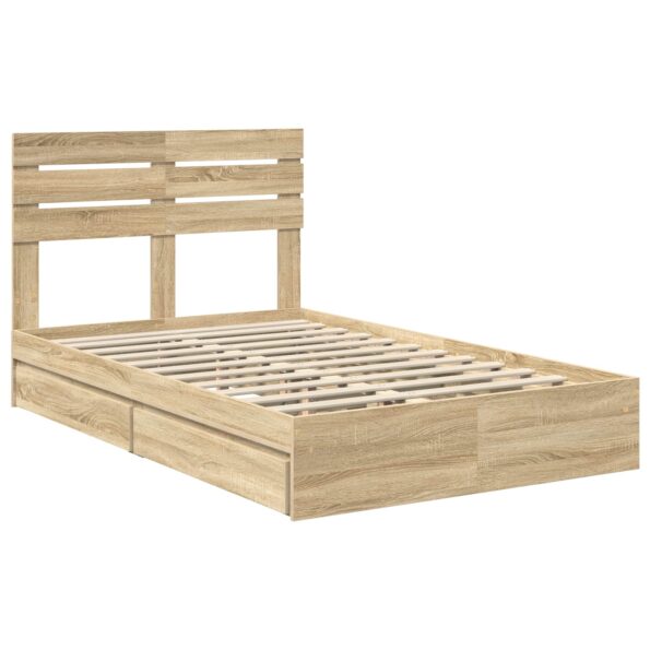 vidaXL Úložná posteľ Sonoma dub 135 x 190 cm Kompozitné drevo – Obrázok 4