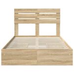vidaXL Úložná posteľ Sonoma dub 135 x 190 cm Kompozitné drevo – Obrázok 8