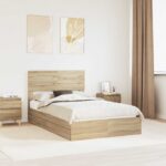 vidaXL Úložná posteľ Sonoma dub 120 x 200 cm Kompozitné drevo