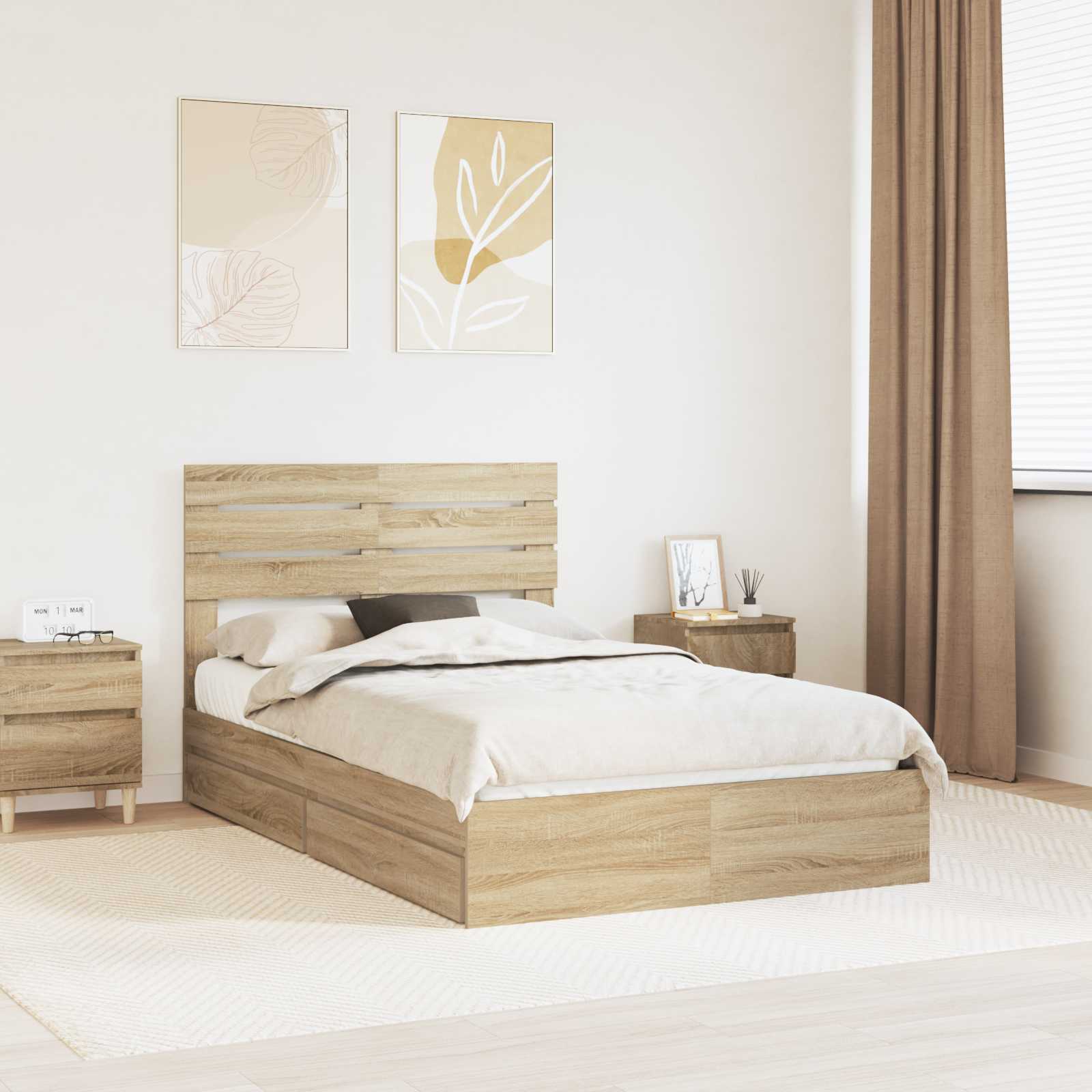 3411580_1.jpg vidaXL Úložná posteľ Sonoma dub 120 x 200 cm Kompozitné drevo – Obrázok 1