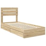 vidaXL Rám postele Sonoma dub 100 x 200 cm Kompozitné drevo – Obrázok 4