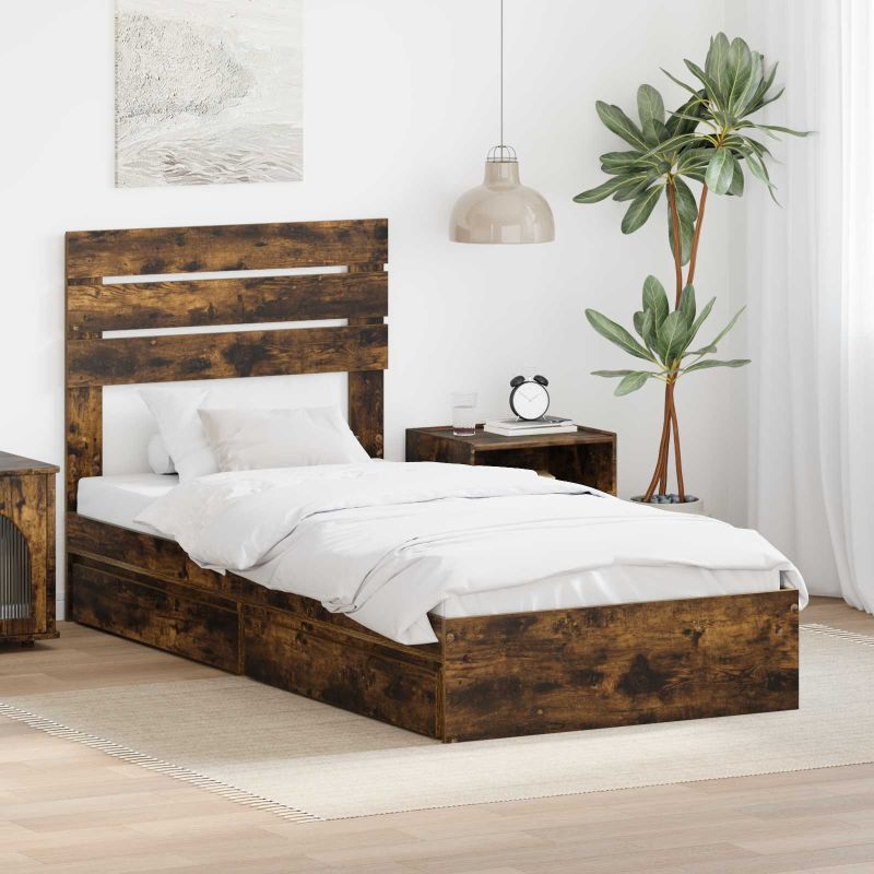 3411602_1.jpg vidaXL Úložná posteľ Dymová dub 90 x 190 cm Kompozitné drevo – Obrázok 1