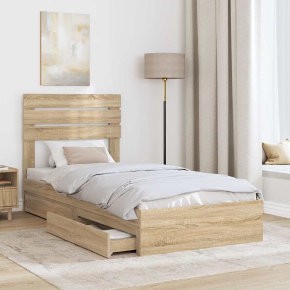 vidaXL Úložná posteľ Sonoma dub 75 x 190 cm Kompozitné drevo – Obrázok 3