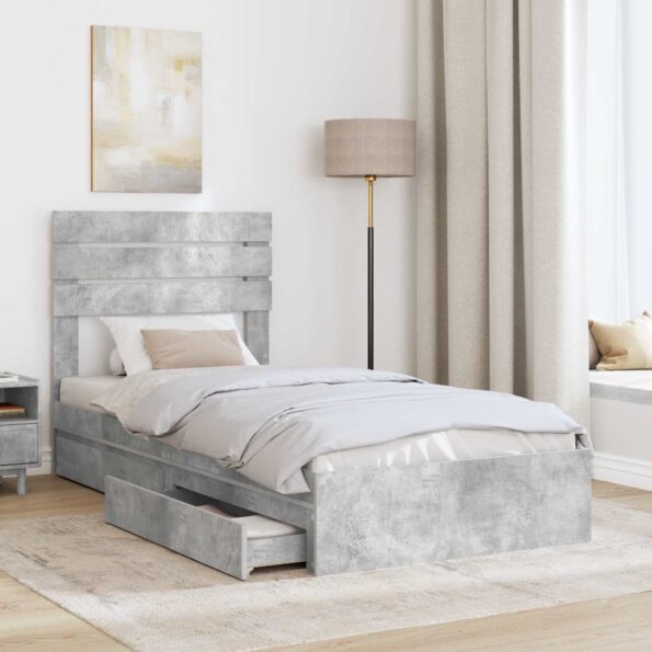 vidaXL Úložná posteľ Betónová šedá 70 x 190 cm Kompozitné drevo – Obrázok 3