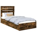 vidaXL Úložná posteľ Dymová dub 75 x 190 cm Kompozitné drevo – Obrázok 2