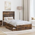 vidaXL Úložná posteľ Dymová dub 75 x 190 cm Kompozitné drevo – Obrázok 3