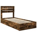 vidaXL Úložná posteľ Dymová dub 75 x 190 cm Kompozitné drevo – Obrázok 4