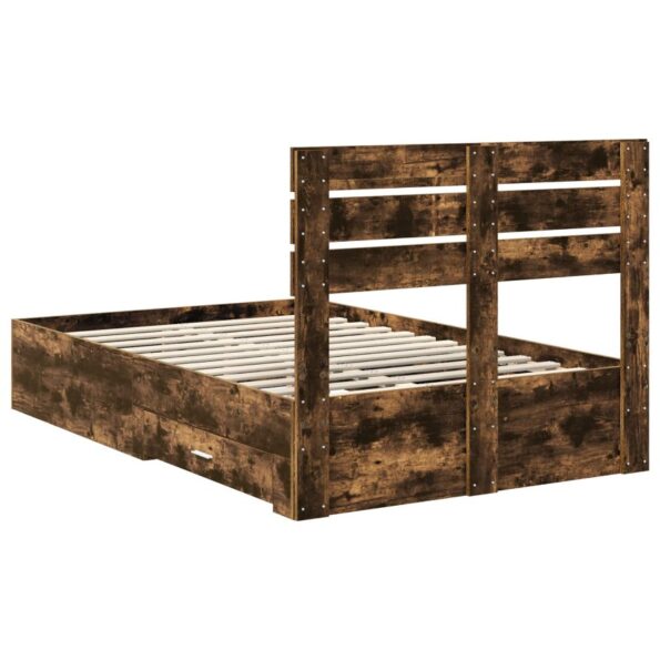vidaXL Rám postele Dymová dub 135 x 190 cm Kompozitné drevo – Obrázok 10