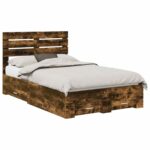 vidaXL Rám postele Dymová dub 135 x 190 cm Kompozitné drevo – Obrázok 2