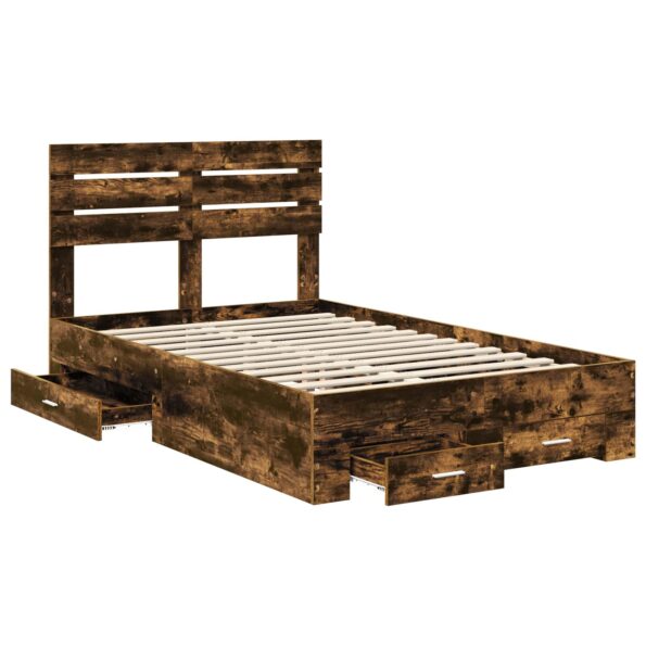 vidaXL Rám postele Dymová dub 135 x 190 cm Kompozitné drevo – Obrázok 5
