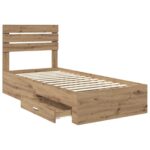 vidaXL Rám postele so zásuvkou s čelnou doskou Kompozitné drevo – Obrázok 5