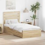 vidaXL Rám postele Sonoma dub a striebro 75 x 190 cm Kompozitné drevo