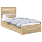 vidaXL Rám postele Sonoma dub a striebro 75 x 190 cm Kompozitné drevo – Obrázok 2