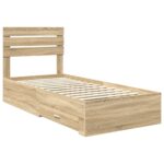 vidaXL Rám postele Sonoma dub a striebro 75 x 190 cm Kompozitné drevo – Obrázok 4