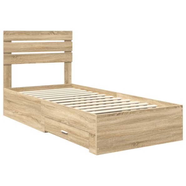 vidaXL Rám postele Sonoma dub a striebro 75 x 190 cm Kompozitné drevo – Obrázok 4