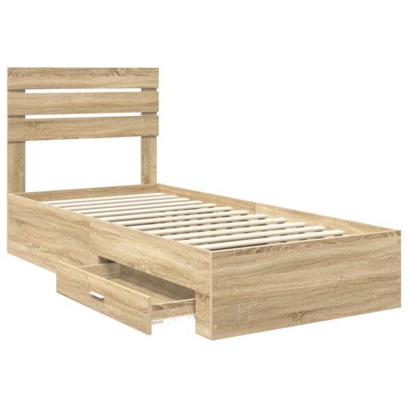vidaXL Rám postele Sonoma dub a striebro 75 x 190 cm Kompozitné drevo – Obrázok 5