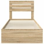 vidaXL Rám postele Sonoma dub a striebro 75 x 190 cm Kompozitné drevo – Obrázok 7