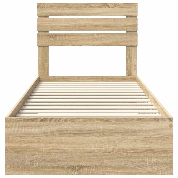 vidaXL Rám postele Sonoma dub a striebro 75 x 190 cm Kompozitné drevo – Obrázok 7