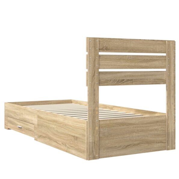 vidaXL Rám postele Sonoma dub a striebro 75 x 190 cm Kompozitné drevo – Obrázok 9