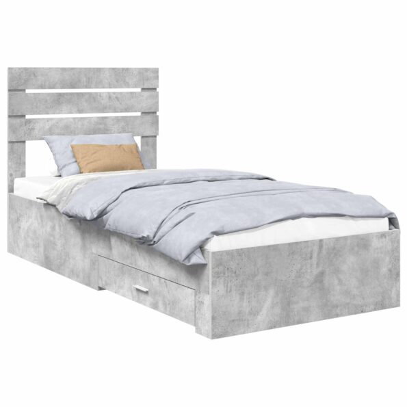 vidaXL Rám postele so zásuvkou Betónová sivá a striebro 70 x 190 cm – Obrázok 2