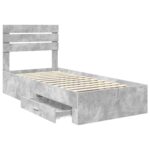 vidaXL Rám postele so zásuvkou Betónová sivá a striebro 70 x 190 cm – Obrázok 5
