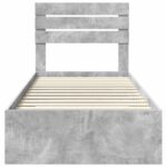 vidaXL Rám postele so zásuvkou Betónová sivá a striebro 70 x 190 cm – Obrázok 7