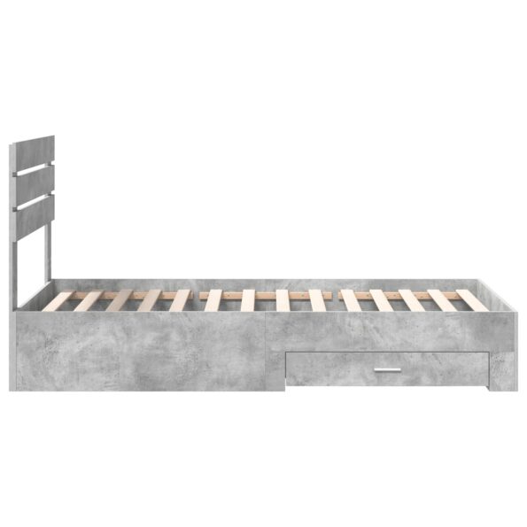 vidaXL Rám postele so zásuvkou Betónová sivá a striebro 70 x 190 cm – Obrázok 8