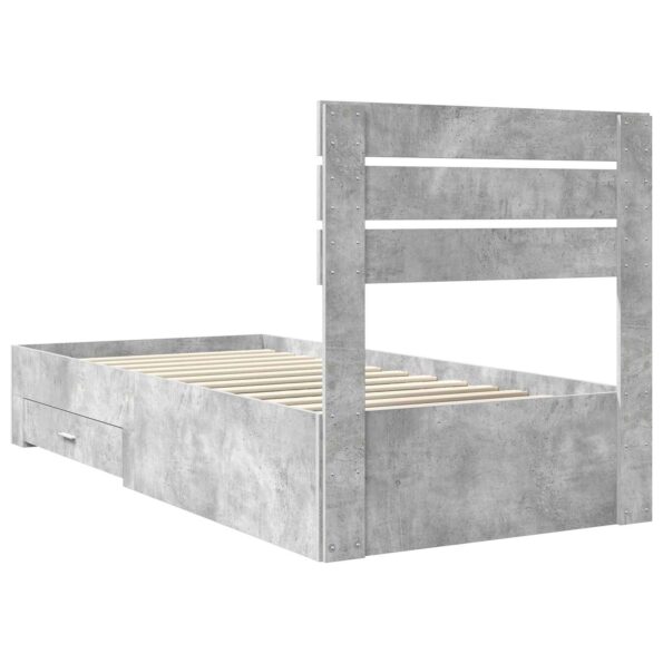 vidaXL Rám postele so zásuvkou Betónová sivá a striebro 70 x 190 cm – Obrázok 9