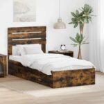 vidaXL Rám postele Dymový dub a striebro 75 x 190 cm Kompozitné drevo