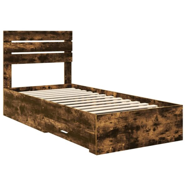 vidaXL Rám postele Dymový dub a striebro 75 x 190 cm Kompozitné drevo – Obrázok 4