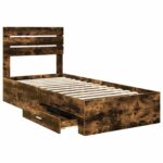 vidaXL Rám postele Dymový dub a striebro 75 x 190 cm Kompozitné drevo – Obrázok 5