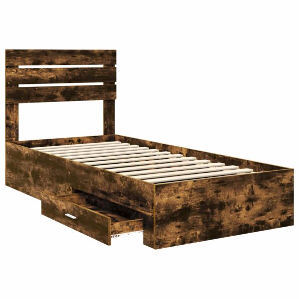 vidaXL Rám postele Dymový dub a striebro 75 x 190 cm Kompozitné drevo – Obrázok 5