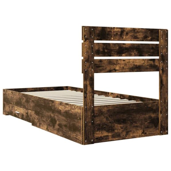vidaXL Rám postele Dymový dub a striebro 75 x 190 cm Kompozitné drevo – Obrázok 9