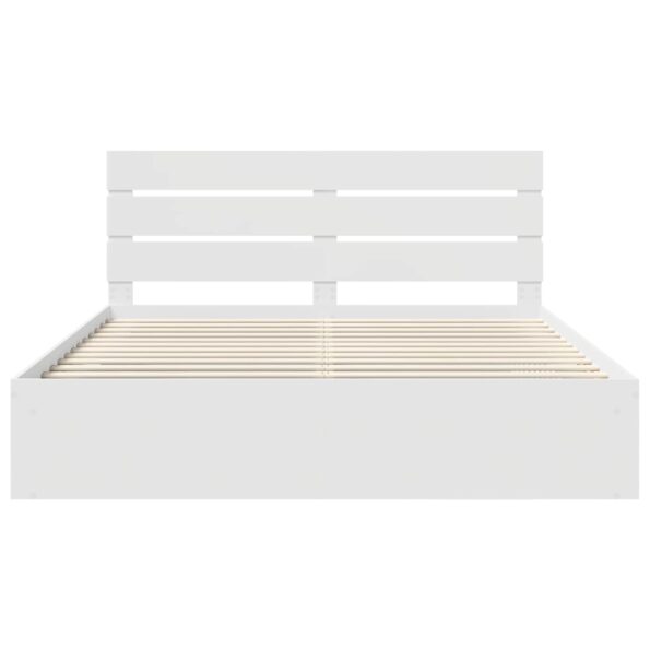 vidaXL Rám postele Biela 200 x 200 cm Masívne borovicové drevo – Obrázok 7