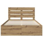 vidaXL Rám postele s čelnou doskou Remeselnícky dub 150 x 200 cm – Obrázok 7