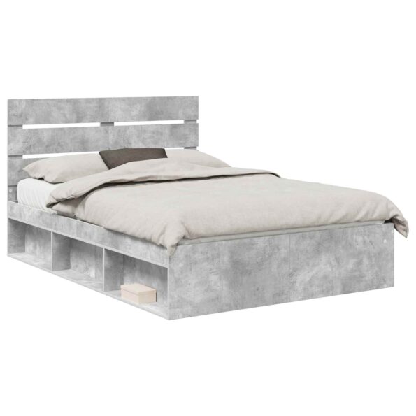 vidaXL Rám postele Betónová 140 x 190 cm Masívne borovicové drevo – Obrázok 2