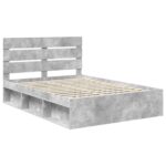 vidaXL Rám postele Betónová 140 x 190 cm Masívne borovicové drevo – Obrázok 4