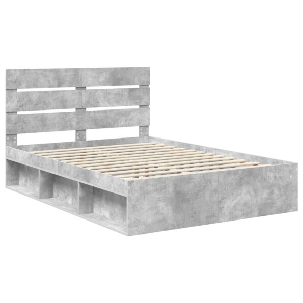 vidaXL Rám postele Betónová 140 x 190 cm Masívne borovicové drevo – Obrázok 4