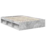 vidaXL Rám postele Betónová 140 x 190 cm Masívne borovicové drevo – Obrázok 5