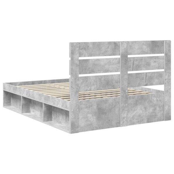 vidaXL Rám postele Betónová 140 x 190 cm Masívne borovicové drevo – Obrázok 9
