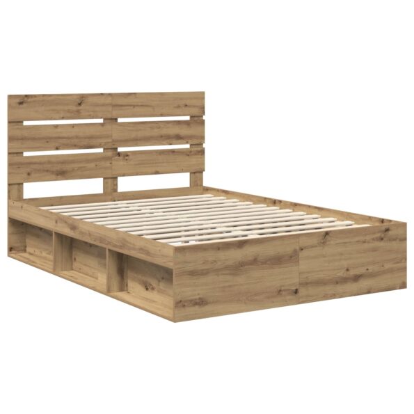 vidaXL Rám postele s čelnou doskou Remeselnícky dub 140 x 190 cm – Obrázok 4