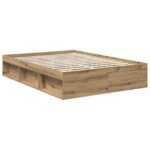 vidaXL Rám postele s čelnou doskou Remeselnícky dub 135 x 190 cm – Obrázok 5