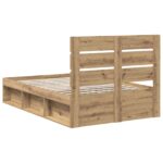 vidaXL Rám postele s čelnou doskou Remeselnícky dub 135 x 190 cm – Obrázok 9