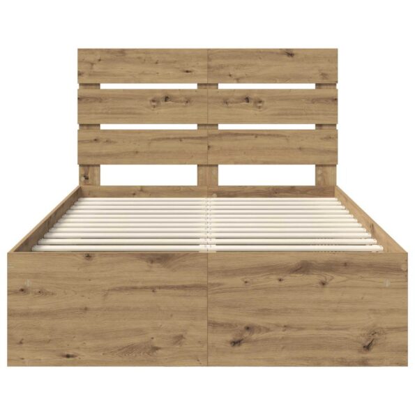 vidaXL Rám postele s čelnou doskou Remeselnícky dub 120 x 200 cm – Obrázok 7
