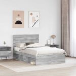 vidaXL Rám postele Sivý Sonoma 120 x 190 cm Masívne borovicové drevo – Obrázok 3