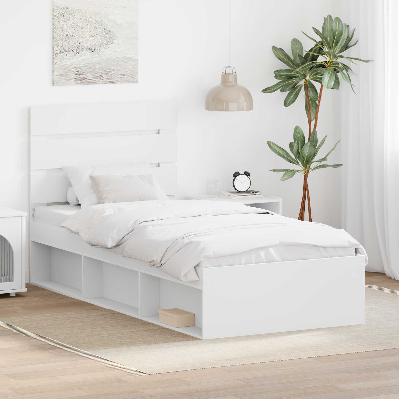 3411776_1.jpg vidaXL Rám postele Biela 100 x 200 cm Masívne borovicové drevo – Obrázok 1