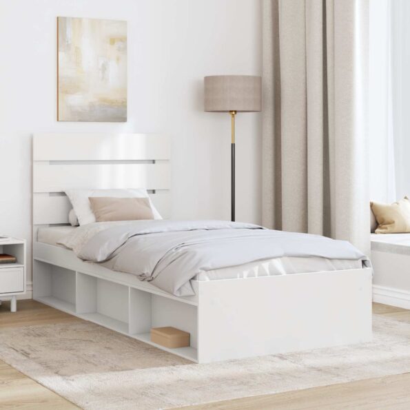 vidaXL Rám postele Biela 100 x 200 cm Masívne borovicové drevo – Obrázok 3
